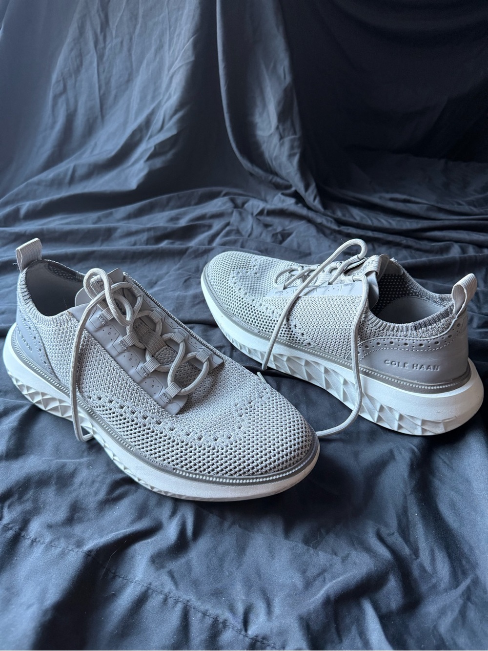 Cole Haan Light Gray Knit Platform Sneakers